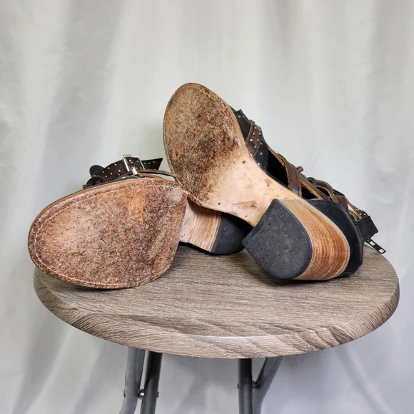 Freebird Cheyenne Multi Strap Lace-Up Leather Bootie Sandals Sz 9 Festival - Picture 9 of 11